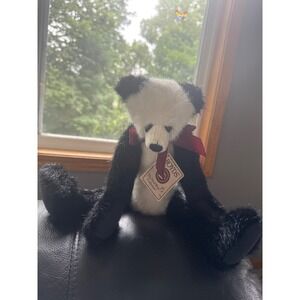 Boyds Bears P.B. Woodsley Panda Bear The Head Bean Collection Plush 919830 NWT